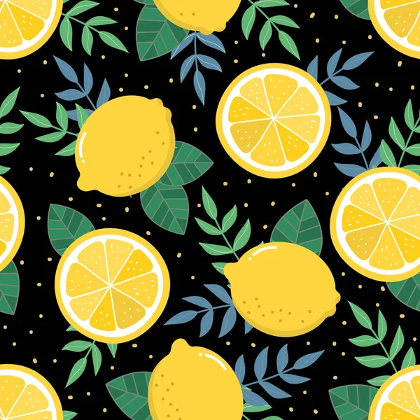 Patrón Sin Costuras Limón Fondo Fruta Ecológica — Vector de stock