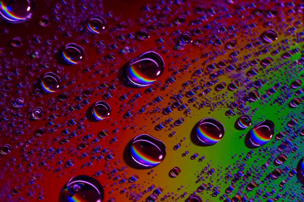 Gotas Agua Grandes Pequeñas Fondo Los Colores Neón Del Modo —  Fotos de Stock