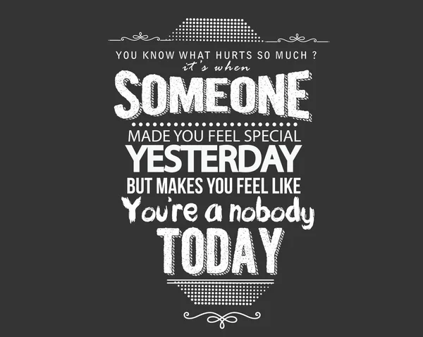 何がそんなに痛いよ それは誰かが昨日 特別な感じがしたが 今日誰もしているような気が — ストックベクタ