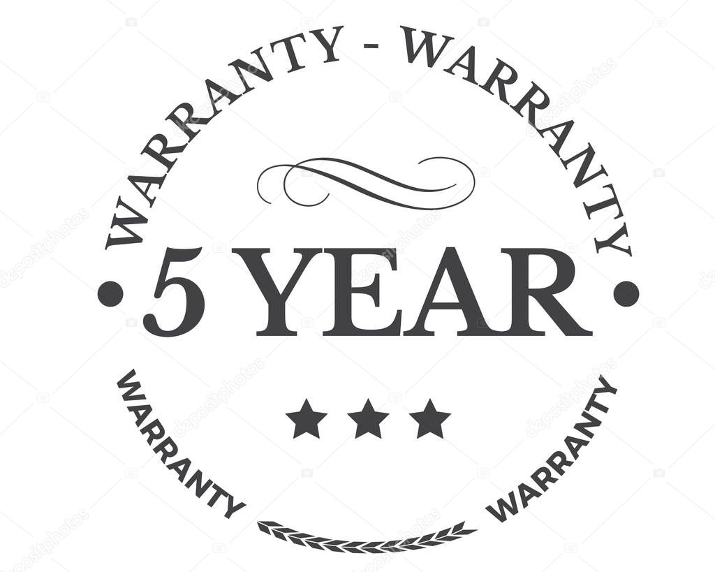 5 years warranty icon stamp 