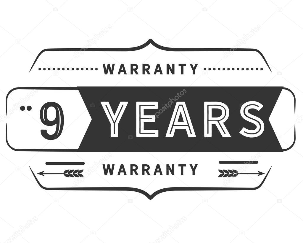 9 years warranty icon stamp badge icon