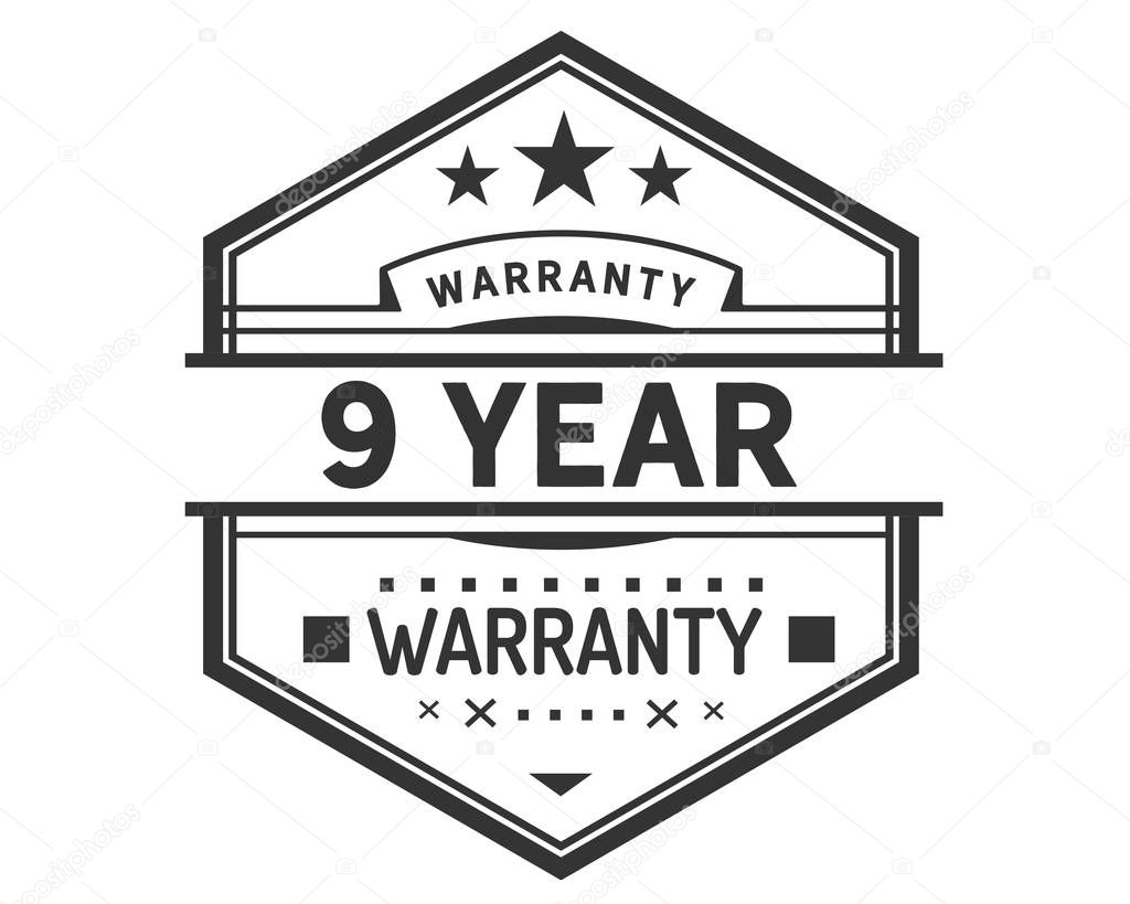 9 years warranty icon stamp badge icon