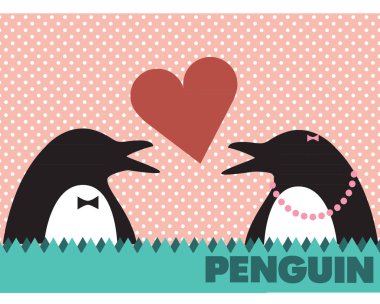 Çift penguen vektör simgesi