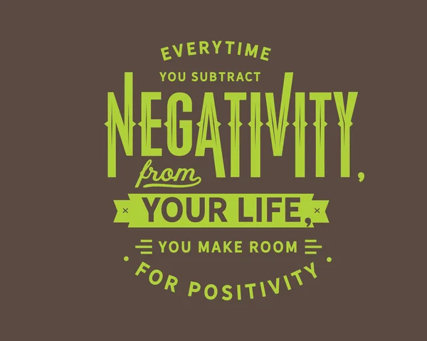 Everytime Negativiteit Aftrekken Leven Ruimte Maken Voor Positiviteit — Stockvector