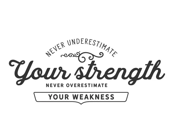 Unterschätze Niemals Deine Stärke Überschätze Nie Deine Schwäche — Stockvektor