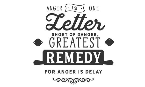 Θυμός Είναι Ένα Γράμμα Λιγότερο Από Κίνδυνο Μεγαλύτερο Θεραπεία Για — Διανυσματικό Αρχείο