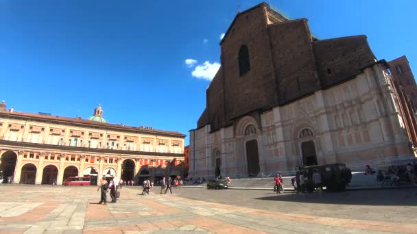 Bolonha Timelapse Vista Petronio Igreja Catedral Basílica San Petronio Praça — Vídeo de Stock