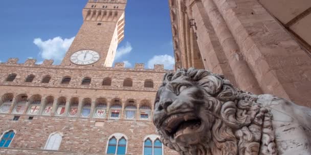 Timelapse Del Antiguo Palacio Palazzo Vecchio Florencia Firenze Desde Plaza — Vídeo de stock