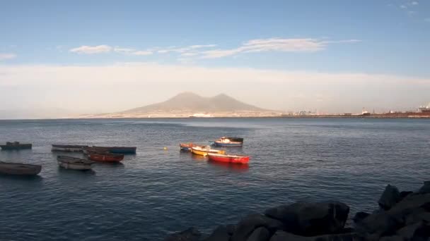 Panoramiczny Widok Klacz Lungo Napoli Ora Momencie Zachodu Słońca Łodzi — Wideo stockowe