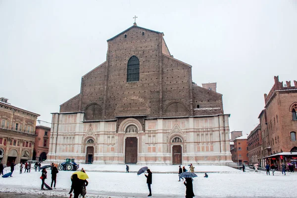 Vista Plaza Maggiore Piazza Maggiore Basílica San Petronio Catedral San — Foto de Stock