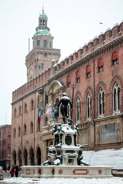 Bolonia Italia 2019 Estatua Neputuno Por Detrás Primer Plano Cubierta — Foto de Stock