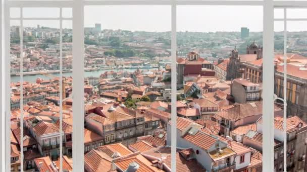 Porto Krajobraz Widziany Białego Okna Podczas Lotu Ptaków Widać Miasto — Wideo stockowe