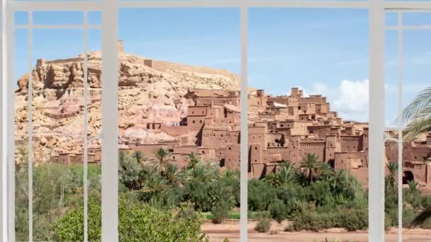 Ait Ben Haddou Αστικό Τοπίο Όπως Φαίνεται Από Ένα Λευκό — Αρχείο Βίντεο