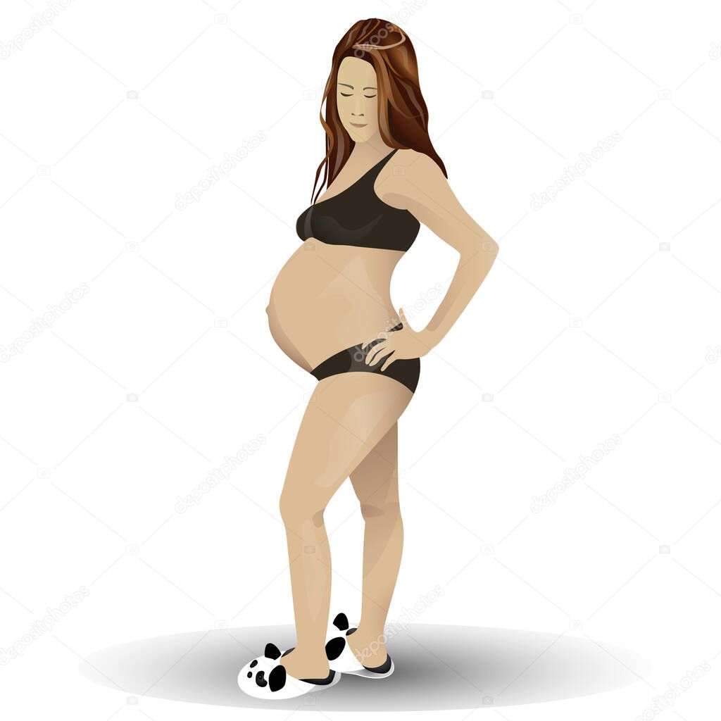 Vector illustration of pregnancy, pregnant underwear on white isolated background