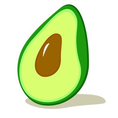 Beyaz izole edilmiş arka planda yeşil avokadonun vektör çizimi. Düz biçim.