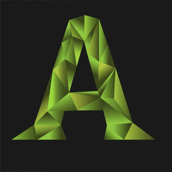 Siyah izole edilmiş arka planda A harfinin vektör illüstrasyonu. Mektup. Düşük polimer biçimi.