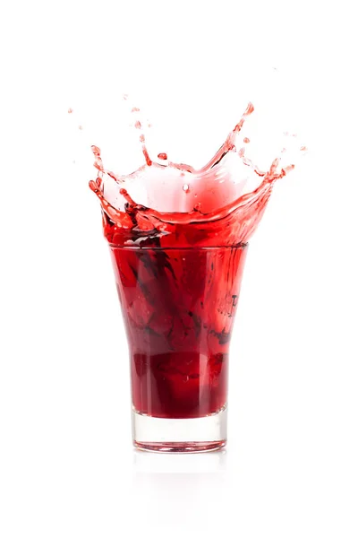 Vaso Zumo Uva Roja Con Salpicaduras — Foto de Stock