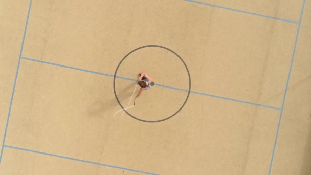 Aerial View Female Teenager Rope Skipping — Stock Video