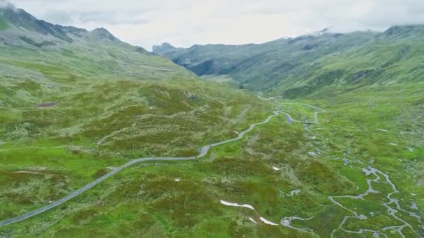 Flug Ber Strasse Zum Pass Fluela Den Schweizer Alpen — Αρχείο Βίντεο