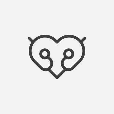 Baykuş sevgisi doğrusal logo tasarım şablonu