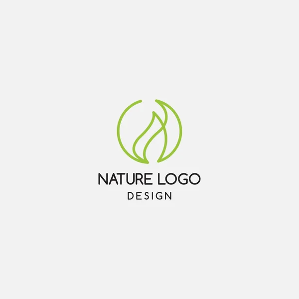 Logotipo Lineal Naturaleza Verde Logotipo Hoja Logotipo Del Loto Vector — Vector de stock