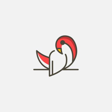 Kuş hattı logo tasarım şablonu - vektör