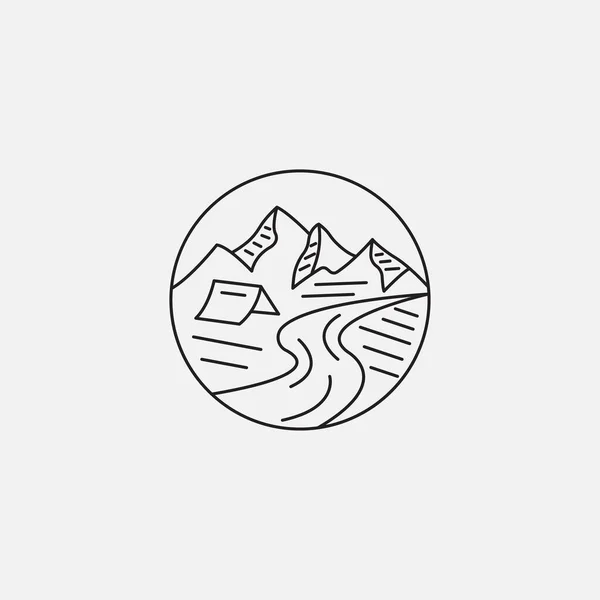 Mountain Hand Rajzolt Logó Sablon Vektortervezés Element Vintage Stílus Logotype — Stock Vector