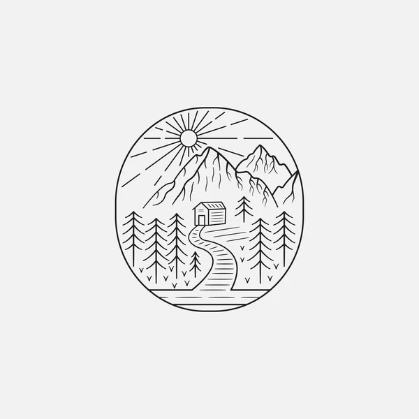 Ręcznie Narysowane Logo Górskie Szablon Styl Vector Design Element Vintage — Wektor stockowy