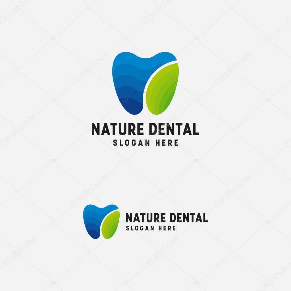 Dental leaf full color logo template - vector