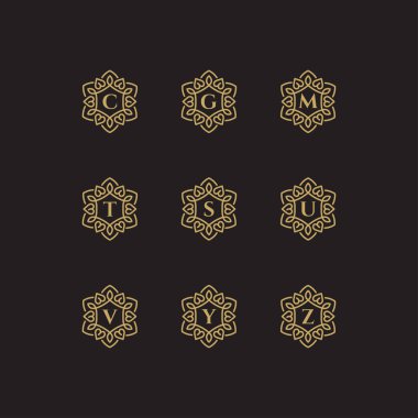 Şirketin baş harfleri C, G, M, T, S, U, V, Y, Z logo şablonu.