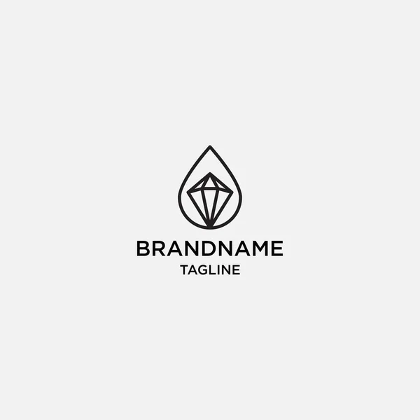 Modello Logo Lineare Diamante Acqua Vettore — Vettoriale Stock