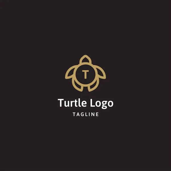 Logo Línea Tortuga Tortuga Letra Logo Plantilla Vector — Vector de stock
