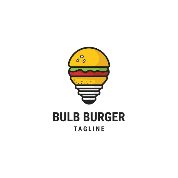 Ampul burger logo vektörü. Ampul burger logosu tasarımı. Ampul burger çizgisi sanat logosu şablonu