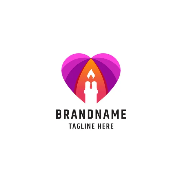 Templat Desain Logo Lilin Cinta Penuh Warna - Stok Vektor