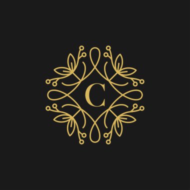 C harfi yaprak logo tasarım şablonu - vektör