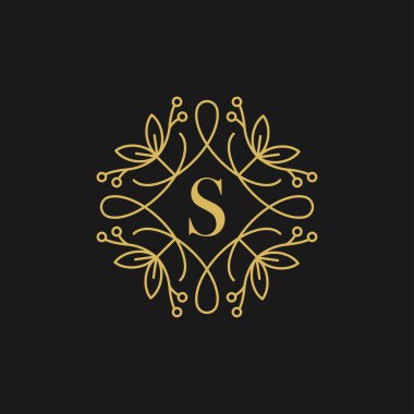 S harfi yaprak logo tasarım şablonu - vektör