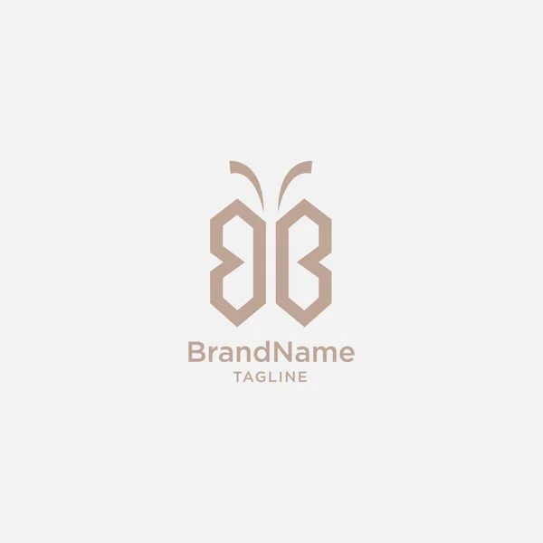 Vlinder Lineair Logo Ontwerp Template Vector — Stockvector