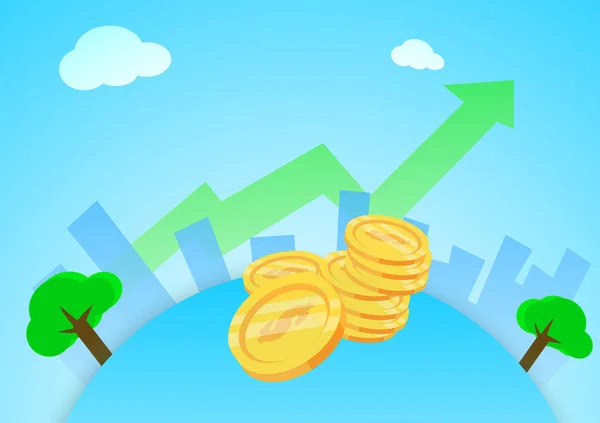 Oklu bozuk para yığınları bilgi konseptini yükseltir