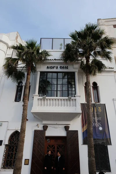 Casablanca / Fas-Mart 2019: Rick 'in Kafesi cephesi. Ünlü kahve dükkanı, Humphrey Bogart ve Ingrid Bergman 'ın oynadığı Casablanca filminin sahnesidir..