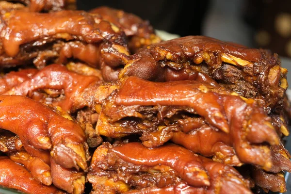 Cierra Pila Trotters Cerdo Guisados Comida Tradicional China —  Fotos de Stock