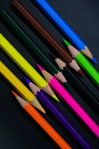 Colour Pencils Black Background — Stock Photo, Image