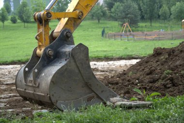 İnşaat kovası, traktör, kazıcı, Dredge. İnşaat malzemelerinin parçaları