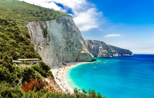 Vue Aérienne Plage Porto Katsiki Sur Côte Des Îles Lefkada — Photo