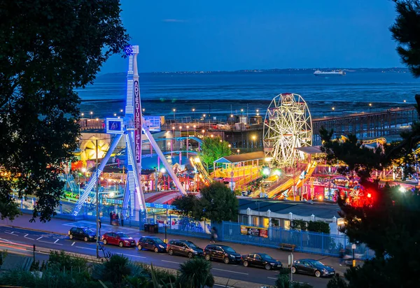 Southend Sea Anglie Srpna 2019 Rollercoaster Ferris Wheel Adventure Park — Stock fotografie