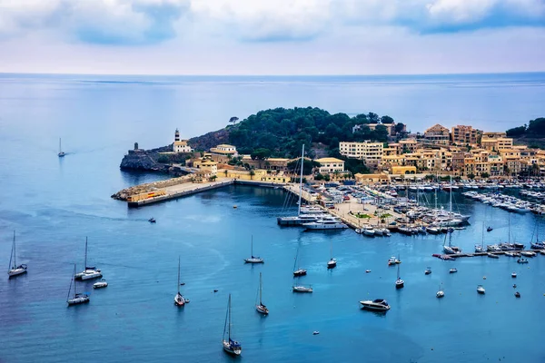 Vista Aérea Del Famoso Puerto Sóller Isla Mallorca España — Foto de Stock