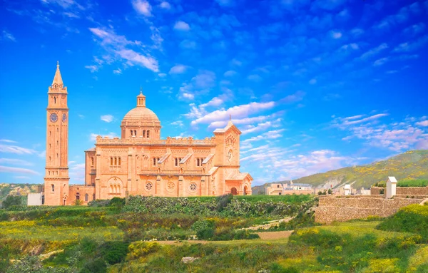 Paisaje Del Santuario Iglesia Pinu Isla Gozo Malta Europa — Foto de Stock