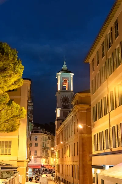 Place Rossetti French Riviera Καμπαναριό Παλιό Ρολόι Του Μεσαιωνικού Καθεδρικού — Φωτογραφία Αρχείου