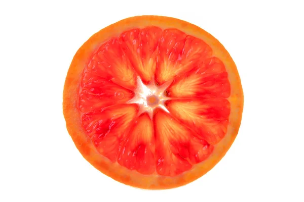 Перфект Круглый Слайс Красно Оранжевого Разреза Белом Фоне — стоковое фото