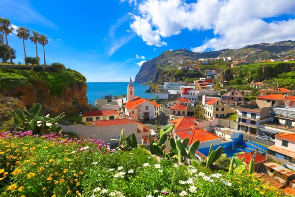 Prachtig Panorama Het Stadsgezicht Van Camara Lobos Madeira Het Zomerseizoen — Stockfoto