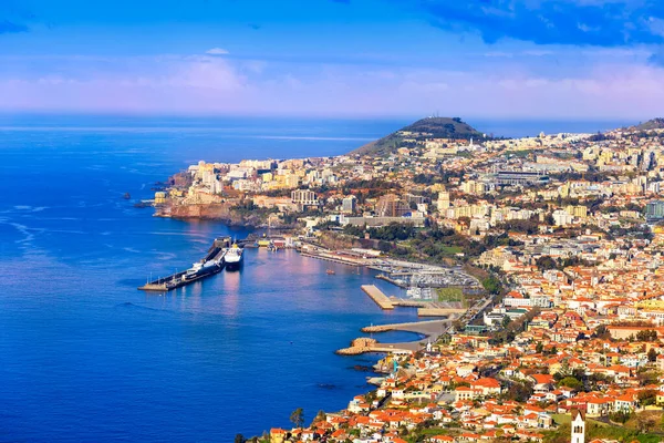 Vista Panorámica Ciudad Funchal Durante Día Costa Isla Madeira Portugal — Foto de Stock